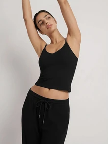 Ocili Studio 2pcs Solid Color Casual Women's Loungewear Tops - Black - View 3