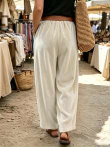 Holdful Holdful Women Fall Casual Relaxed Fit Harem Pants Textured Soft Baggy Long Pants With Side Pockets For Daily - Grey - View 2