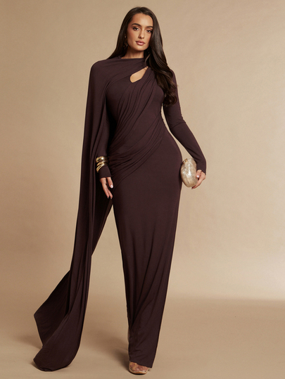 Silquee Women's Fashion Street Cutout Pleated Side Slit Dress