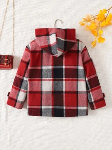 SHEIN 青少年女孩秋冬款加厚格紋簡約舒適夾克外套 - 彩色 - 查看 2