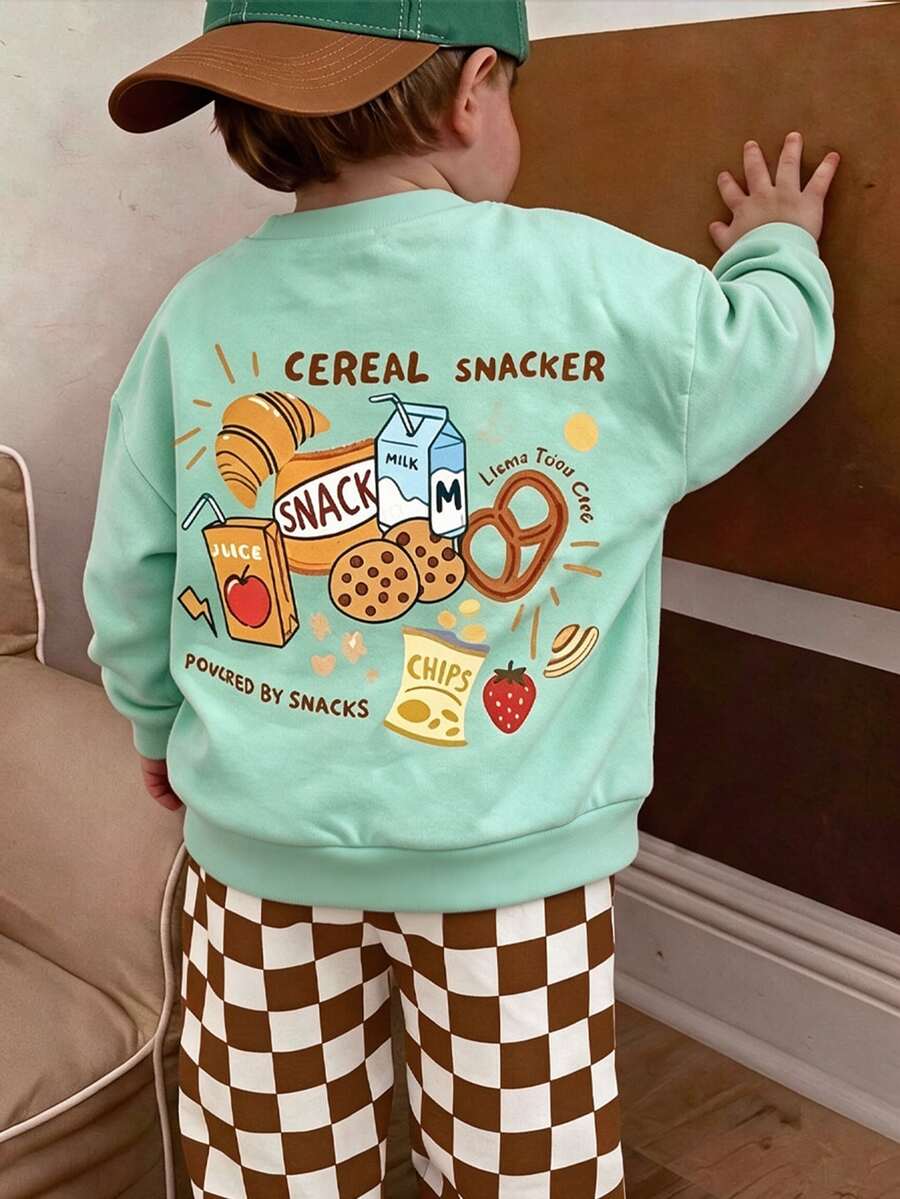 嬰兒幼兒圓領休閒套頭衛衣，卡通圖案，適合四季穿著 - 彩色 - 查看 1