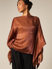 COSMINA Women's Casual Elegant Loose Fit Top For Autumn - Coral Orange - View 4