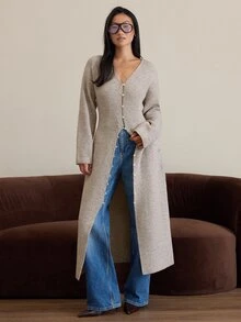 COSMINA Women's Casual Long Cardigan Sweater - Apricot - View 3