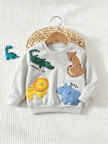 兒童嬰幼兒圓領休閒套頭秋季運動衫 - 彩色 - 查看 4