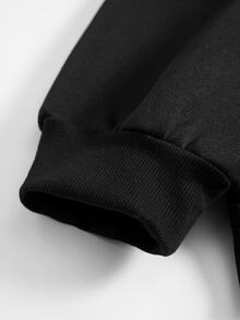 ROMWE MEN Batman X ROMWE Men's Letter & Character Graphic Hoodie, Streetwear, Fashion, - Black - View 5