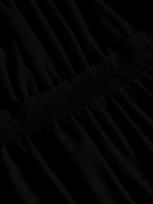 CovetEZ 大尺碼 95%棉 夏季方領泡泡袖前綁帶 T-shirt 黑色 適合夏季 - 黑色 - 查看 5