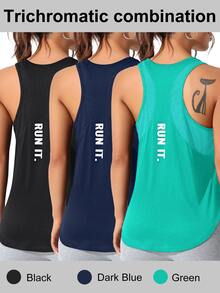 SHEIN Velisys Women's Casual Sports Tank Tops Yoga Fitness 3pcs Set - Multicolor - View 1