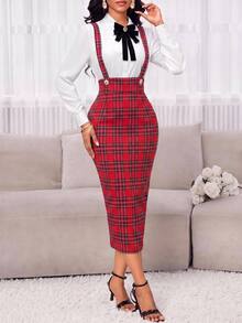 SHEIN Lady Rok Wanita Elegan untuk Beraktivitas di Segala Musim - Merah - View 1
