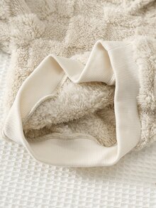 Cozy Pixies 兒童小男孩休閒日常舒適親膚拼接連帽套頭長袖抓絨衛衣 - 杏色 - 查看 6