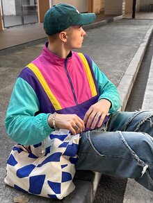 AXEPEAK 男士梭織時尚休閒寬鬆拼接開襟夾克 - 彩色 - 查看 5