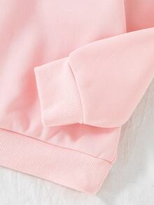 SHEIN Sparklyn 女童 2 件組保暖抓絨連帽衛衣 秋冬休閒仙女風嬰幼兒上衣 黑色粉色 萬聖節聖誕節 7 歲生日海灘穿搭 - 彩色 - 查看 5
