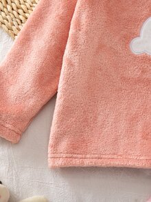 SHEIN Genkimix Kids 2件組女童幼兒圓領可愛卡通兔子與粉白格紋長袖上衣＋長褲舒適抓絨秋冬睡衣居家服 - 淺粉色 - 查看 7