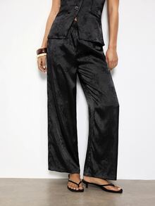 Maija Women's Jacquard Rhinestone Single-Breasted Halter Top And Long Pants Elegant Two Pieces Set,Going Out Outfits, Work Outfits For Women,Fall Clothes - Black - View 4