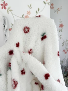 CottageSlumber Women's Romantic Floral Print Coral Fleece Mid-Length Robe - White - View 7