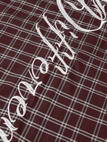 ROMWE MEN Street Life 男士時尚刺繡格紋單排扣短袖襯衫 - 彩色 - 查看 2