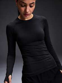 Powerista Women's Solid Color Slim Fit Versatile Daily Casual Sports T-Shirt - Black - View 4