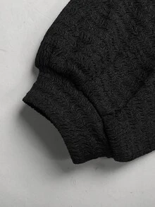 女童咖啡色紋理針織兩件套休閒百搭日常秋季新款返校萬聖節假期派對裝 - 黑色 - 查看 4