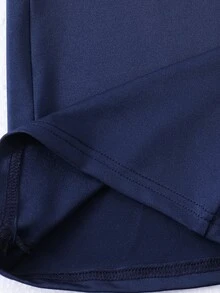 SHEIN 青少年女孩針織拼色馬標誌印花修身休閒喇叭褲 - 彩色 - 查看 5