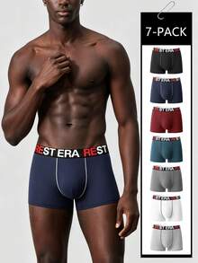 Rest Era Men's Letter Waistband Boxer Briefs 7-Pack - Multicolor - View 1