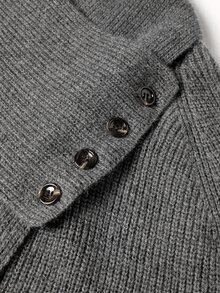 Linhara CURVE Plus Size Women's Raglan Long Sleeve Loose V-Neck Thick Grey Sweater Scarf Fall Office Working Elegant Casual - Grey - View 4