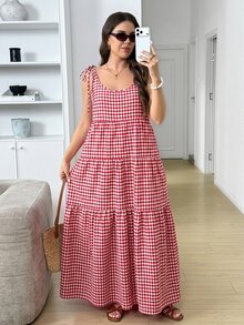 Easowa Curve Plus Size Dresses - Red and White - View 1