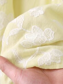 Rusticease Women's Embroidered Open Front Cardigan And Ruffle Hem Cami Dress Elegant Romantic 2 Pieces Set Tea Party Vacation White Floral Butter Yellow Autumn - Light Yellow - View 6