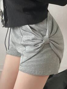 FRIFUL Women's Solid Color Casual Versatile Daily Shorts - Black - View 5