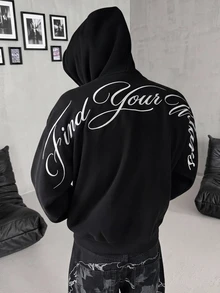 Coolane Women's Autumn/Winter Thermal Lined Long Sleeve Embroidered Pattern Hooded Sweatshirt With Pockets - Black - View 3