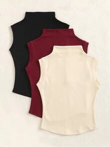 Flirla Women's Solid Color Casual Versatile Daily Wear T-Shirt - Multicolor - View 2