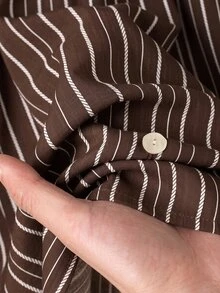 SHEIN CURVE+ Plus Size 22w Women's Summer Casual Striped Shirt And Solid Color Pants 2 Pieces Set - Multicolor - View 3