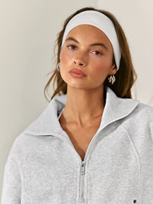 GLOWMODE Cozy Street Collection Everyday Fleece Cozy Nights Relaxed-Fit Collared Half-Zip Sweatshirt With Rivet-Detail Pockets Daily Casual Fall Winter Wear - Grey - View 5