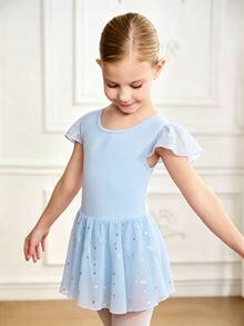 SHEIN 2PCS Young Girls Activewear Princess Ballet 7th Birthday Baby Blue Summer - Blue - View 3