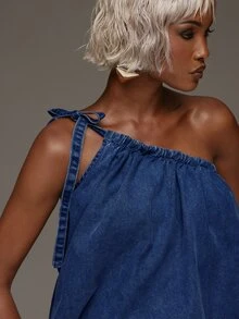 Normani Women's Casual Versatile Denim Top For Daily Wear - Dark Wash - View 6