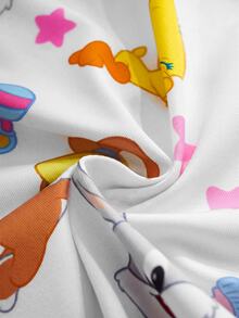 LOONEY TUNES X SHEIN 女嬰卡通印花休閒日常居家連身衣 - 淺粉色 - 查看 7