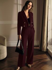 MOTF PREMIUM LACE PATCHWORK SUIT PANTS AUTUMN/WINTER - Redwood - View 3