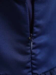 女童優雅海軍藍緞面亮片薄紗修身正式禮服，適合晚宴、宴會、聖誕節、萬聖節、婚禮花童、舞會、度假、畢業典禮、開學季及其他場合 - 藏蓝色 - 查看 6