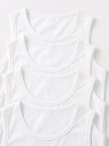 SHEIN 青少年男孩休閒簡約舒適背心，4件組，多色，適合春/夏，通勤、學校、日常休閒、旅行、運動、度假 - 彩色 - 查看 4