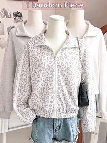SHEIN Sparklyn 青少年女孩白色長袖輕量防風夾克休閒外套返校穿搭 - 白色 - 查看 4
