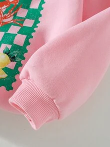 THE HAPPY LOOK Kids Young Girl Letter Lobster Print Crew Neck Long Sleeve Casual Autumn Winter Sweatshirt - Pink - View 3