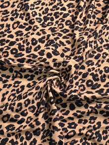INAWLY Women's Leopard Print Waist Button Design Casual Shorts - Brown - View 3