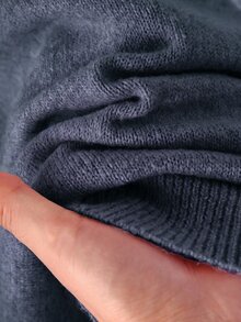 CosyJoli 大尺碼休閒蕾絲拼接圓領粉色薄紗套頭毛衣 - 藏蓝色 - 查看 7