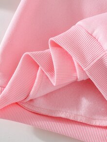 THE HAPPY LOOK Kids Young Girl Letter Lobster Print Crew Neck Long Sleeve Casual Autumn Winter Sweatshirt - Pink - View 8