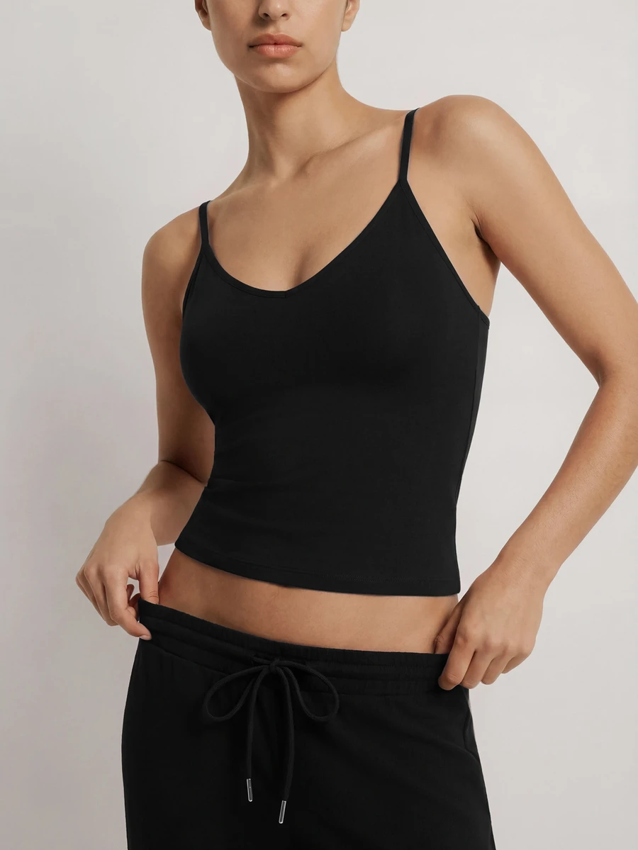 Ocili Studio 2pcs Solid Color Casual Women's Loungewear Tops - Black - View 1