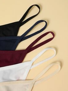SHEIN Women's Metal Chain Decor T-Back Panties 5pcs Set - Multicolor - View 6