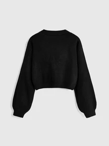 ROMWE Goth 女款田園波西米亞風刺繡針織開襟衫 - 黑色 - 查看 2