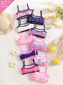 5pcs Random Blind Box Girls Toddler Underwear, Cute Pink & Blue Rabbit Print Combination Series With Bows, Hearts And Other Cute Elements, Pink, Royal Blue, White Color Combination, Contrast Color Ribbon Sweet And Cute, Soft And Smooth Texture, Made Of Knitted Fabric, High Elasticity Underwear Set, Suitable For All Seasons - Multicolor - View 2