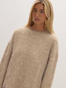 MUSEYN Beige Knit Sweater Cosy Versatile Everyday Casual Fall - Khaki - View 5