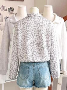 SHEIN Sparklyn 青少年女孩白色長袖輕量防風夾克休閒外套返校穿搭 - 白色 - 查看 3