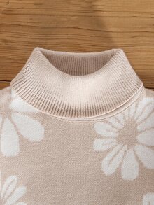 SHEIN 女嬰針織套裝 2 件組，圓領長袖針織套衫搭配提花圖案，可愛精緻舒適，適合秋冬季節 + 針織長褲，設計感十足、時尚百搭，溫柔優雅時髦，適合日常穿著、外出與旅行 - 彩色 - 查看 4