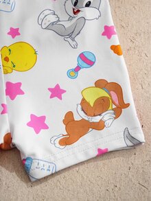 LOONEY TUNES X SHEIN 女嬰卡通印花休閒日常居家連身衣 - 淺粉色 - 查看 3